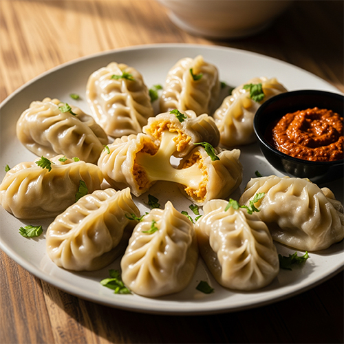 ચીઝ મોમોસ (૧ પ્લેટ)